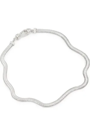AllSaints Flat Snake Necklace Warm Silver