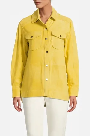 Scotch&Soda Longer Length Suede Shirt Jacket Exploring Yellow