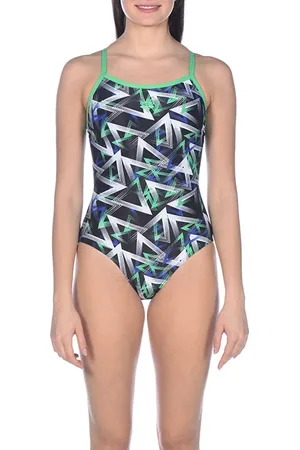 Arena W Power Triangle Light Drop One Piece Black-golf Green