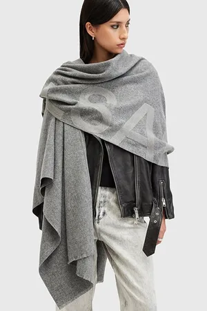 AllSaints Rae Logo Ruana Grey/ultimate Grey