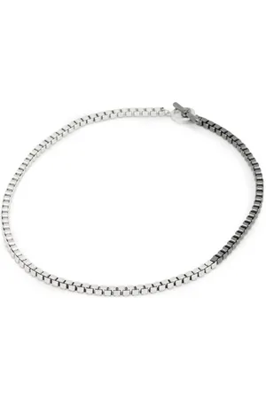 AllSaints Zoe Box Chain Ncklc Warm Silver/black