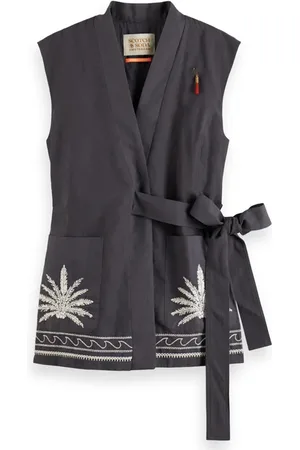 Scotch&Soda Belted Gilet With Palm Embroidery Antra