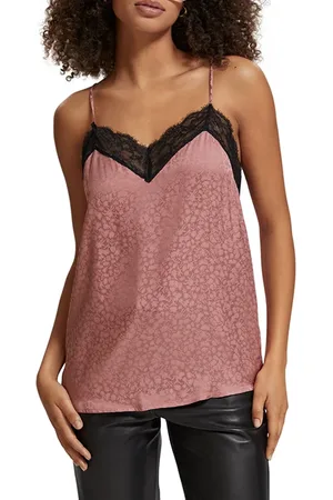 Scotch&Soda Camisole With Black Lace Detail Weathered Pink