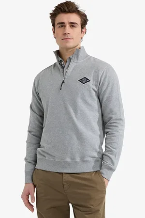 McGregor Zip Mock Sweatshirt Medium Grey Melange