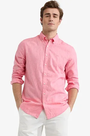 McGregor Cotton Linen Shirt Coral Red