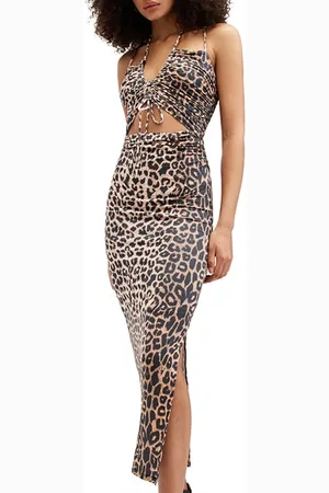 AllSaints Amaya Leppo Dress Leopard Brown
