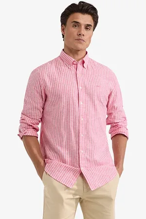 McGregor Cotton Linen Stripe Shirt Red