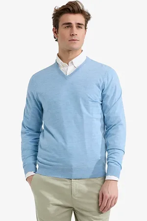 McGregor Fine Merino V-neck Sweater Light Blue