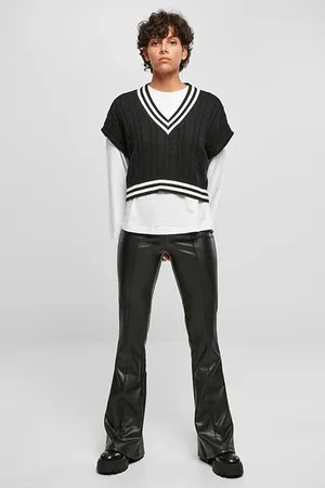 Urban classics Ladies Cropped Knit College Slipover Black