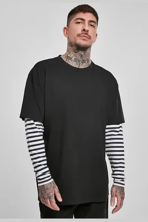 Urban classics Oversized Double Layer Striped Ls Tee Black