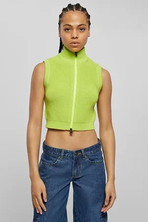Urban classics Ladies Short Knit Vest Frozenyellow