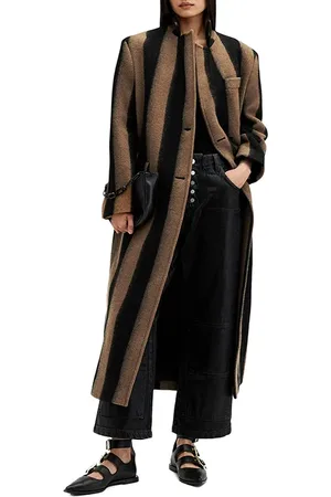 AllSaints James Stripe Coat Brown/black