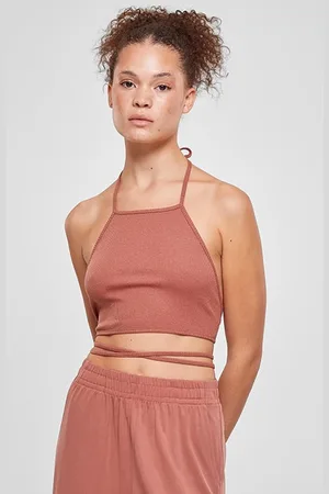 Urban classics Ladies Rib Trapeze Cropped Top Terracotta