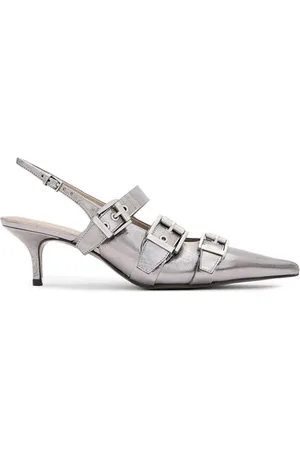 AllSaints Grace Buckle Heel Gunmetal Grey