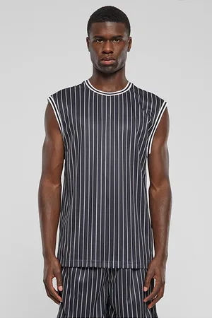 Urban classics Striped Mesh Tanktop Black/white