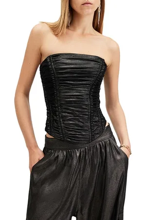 AllSaints Livvy Corset Metallic Black