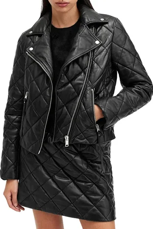 AllSaints Dalby Quilt Biker Black