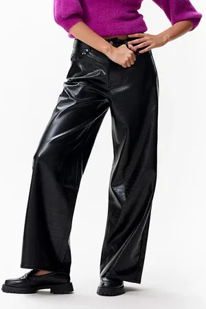 Catwalk Junkie Loose Fit Trousers In Vegan Leather Black