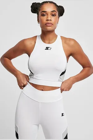 Urban classics Ladies Starter Sports Cropped Top White/black