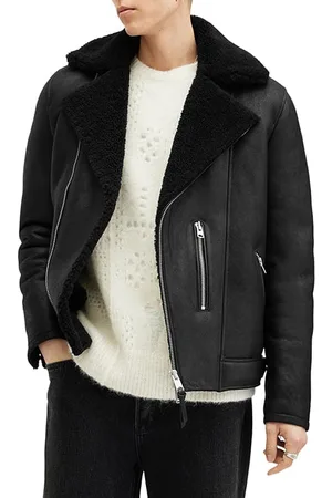 AllSaints Xena Shearling Biker Black/black