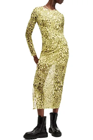 AllSaints Edana Mesh Dress Teresa Lime Green