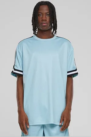 Urban classics Oversized Stripes Mesh Tee Oceanblue