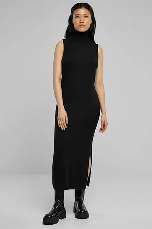 Urban classics Ladies Knitted Eco Viscose Turtleneck Dress Black