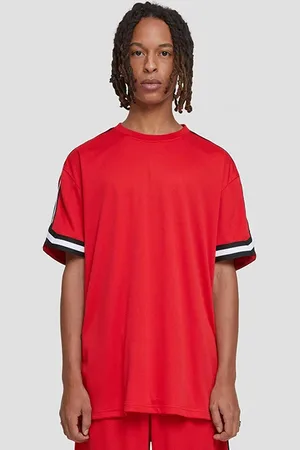 Urban classics Oversized Stripes Mesh Tee Cityred
