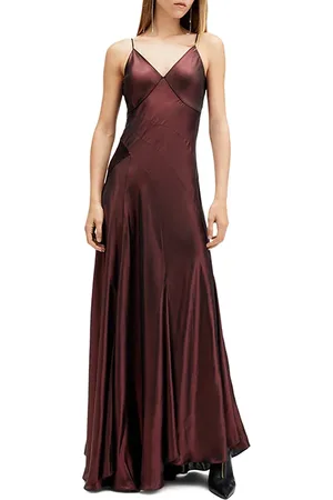 AllSaints Lili Maxi Dress Metallic Red