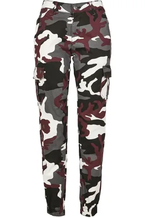 Urban classics Ladies High Waist Camo Cargo Pants Wine Camo