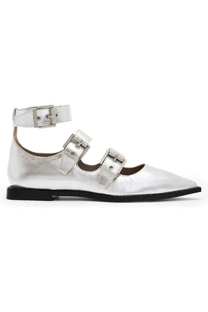 AllSaints Susan Buckle Shoe Silver