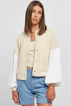 Urban classics Ladies Oversized 2 Tone College Terry Jacket Softseagrass/wh