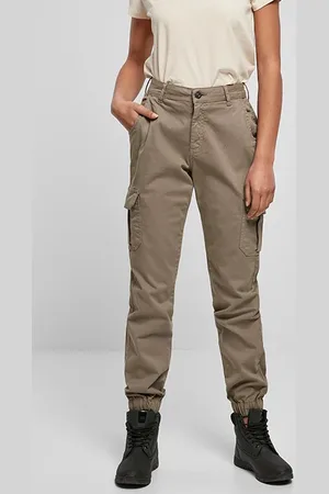 Urban classics Ladies High Waist Cargo Pants Softtaupe