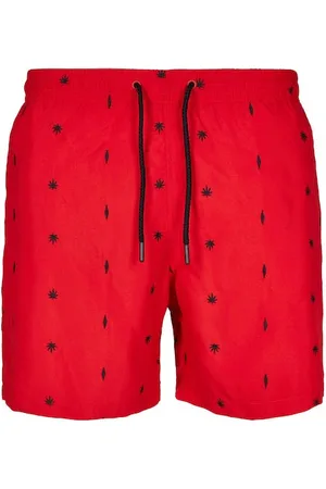 Urban classics Embroidery Swim Shorts Leaf/firered/navy