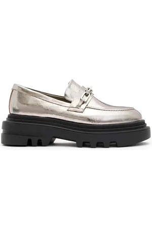 AllSaints Alexia Chain Loafer Gunmetal Grey