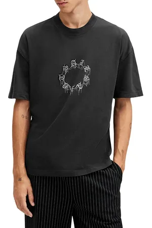 AllSaints Cryptierra Ss Crew Washed Black