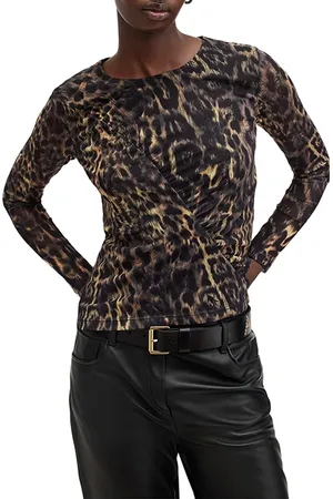 AllSaints Edana Mesh Top Jinx Golden Brown