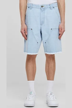 Urban classics Open Edge Two Knee Denim Shorts New Light Blue Washed