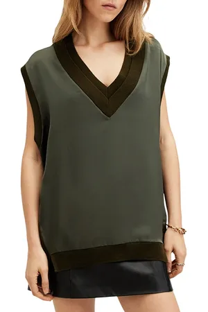 AllSaints Bern Tank Tarmac Green