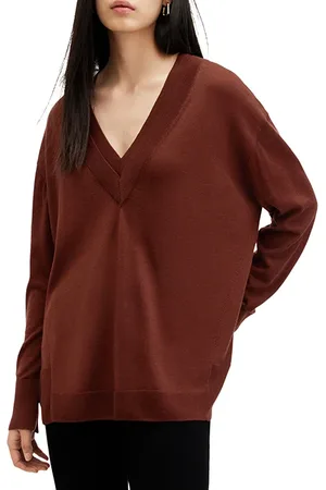 AllSaints Bern V Neck Sugar Brown