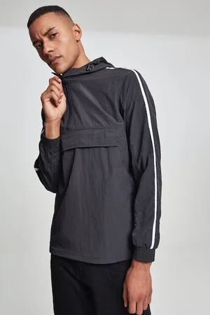 Urban classics Crinkle Nylon Pull Over Jacket Blk/wht