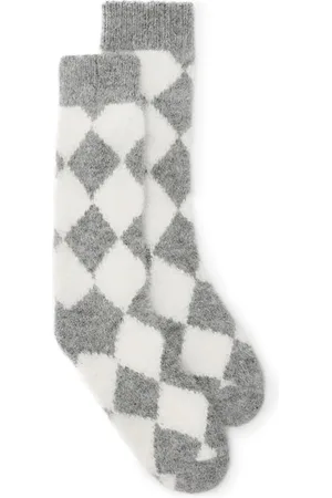 AllSaints Check Brush Socks Grey/white