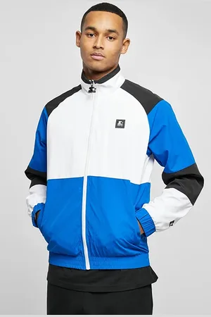 Urban classics Starter Color Block Retro Jacket White/cobaltblue/black
