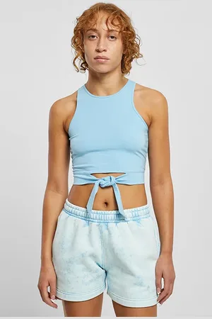 Urban classics Ladies Cropped Knot Top Balticblue