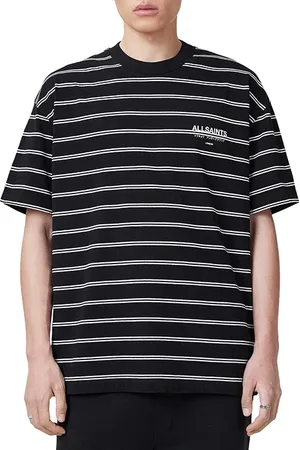 AllSaints Undergrnd Stripe Ss Jet Blk/chalk Wht