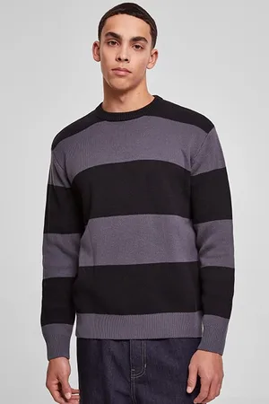 Urban classics Heavy Oversized Striped Sweatshirt Black/darkshadow