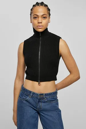 Urban classics Ladies Short Knit Vest Black