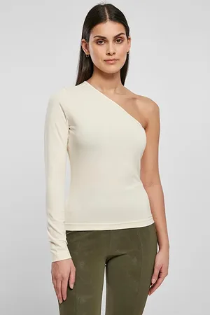 Urban classics Ladies Asymmetric Longsleeve Whitesand