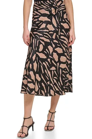 DKNY Prntd Satin Ruch Max Blk/cafe Au Lait Mlt