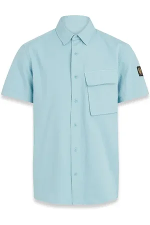 Belstaff Scale Short Sleeve Shirt Skyline Blue